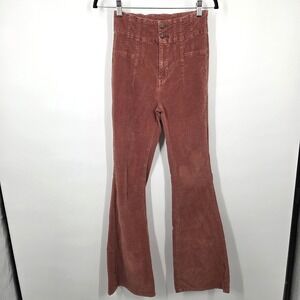 We The Free Pants Women 25 Jayde Cord Corduroy Flare Hi-Rise Flat Front Festival